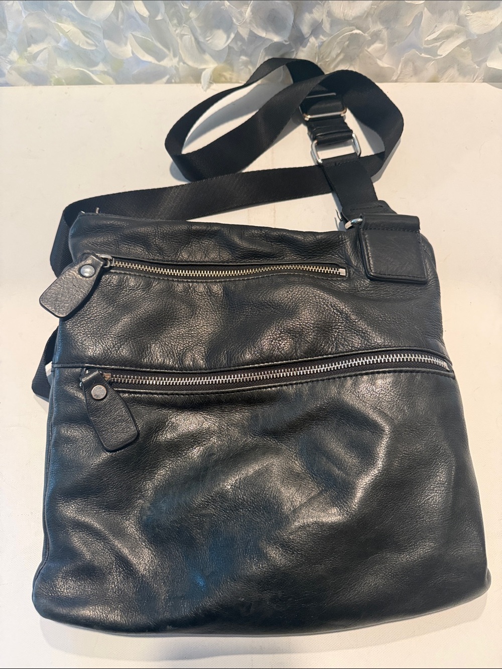 margot Black Leather Crossbody Bag with Silver Hardware